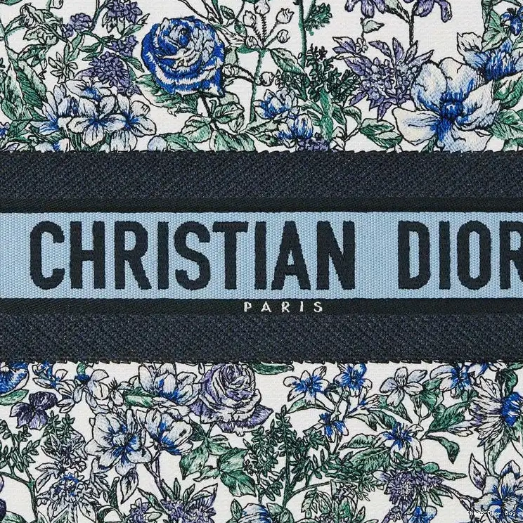 Dior Factory Outlet Dior Blue Canvas Flowers Motif Book Tote White Constellation 0504